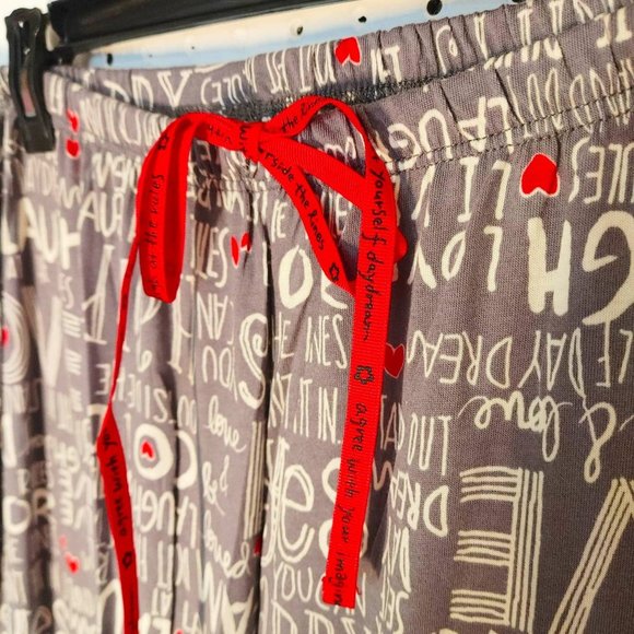 603 NWT Hue Get the Message Cotton Sleepwear PJ Pants - Picture 1 of 7